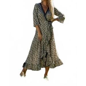 NEW CIENNA izzy wrap dress in beige
